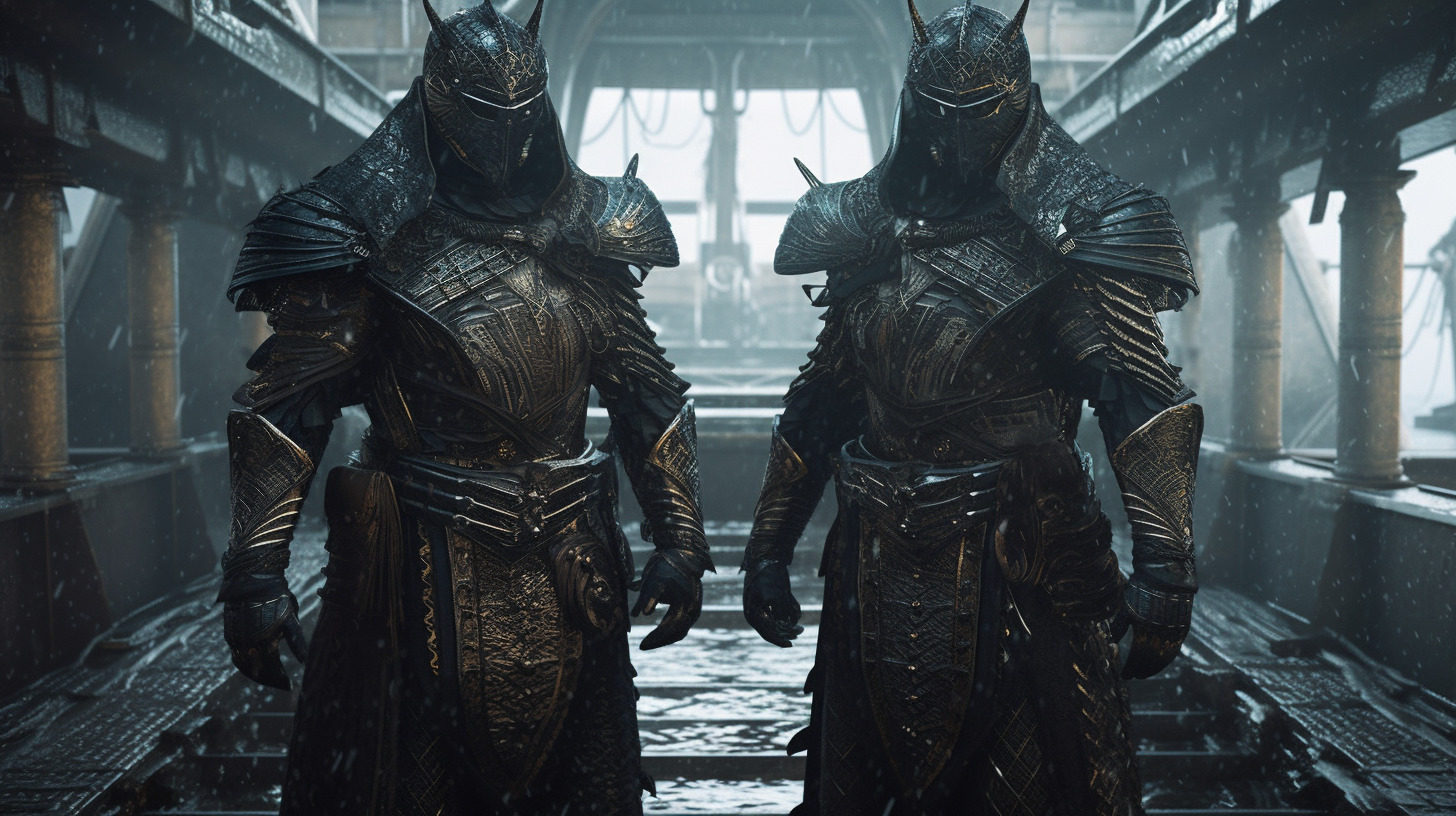 Chri5W1k_2_powerful_evil_soldiers_in_black_magical_plate_armor__81dd47d5-9fa5-4e62-adb9-42fb73ec5815